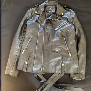 Men's Black Leather Biker Jacket